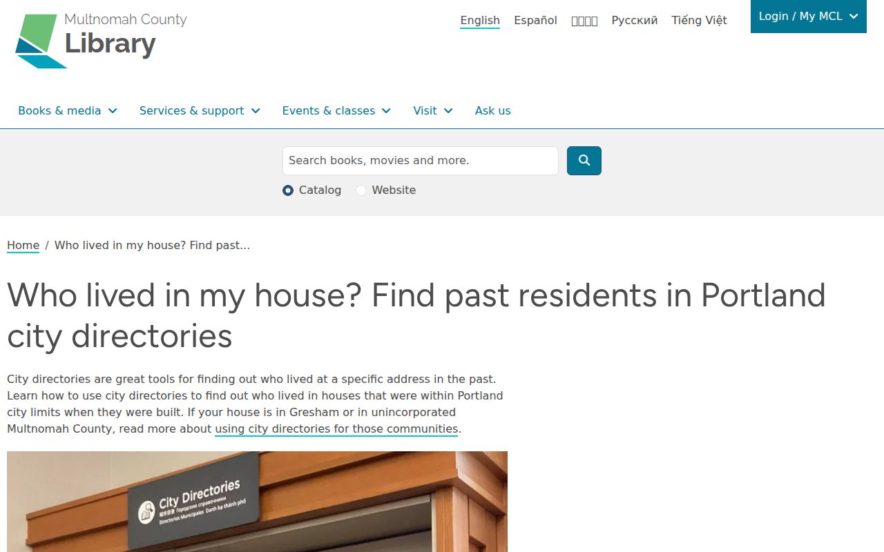 Multnomah County city directory guide for Portland historical address research