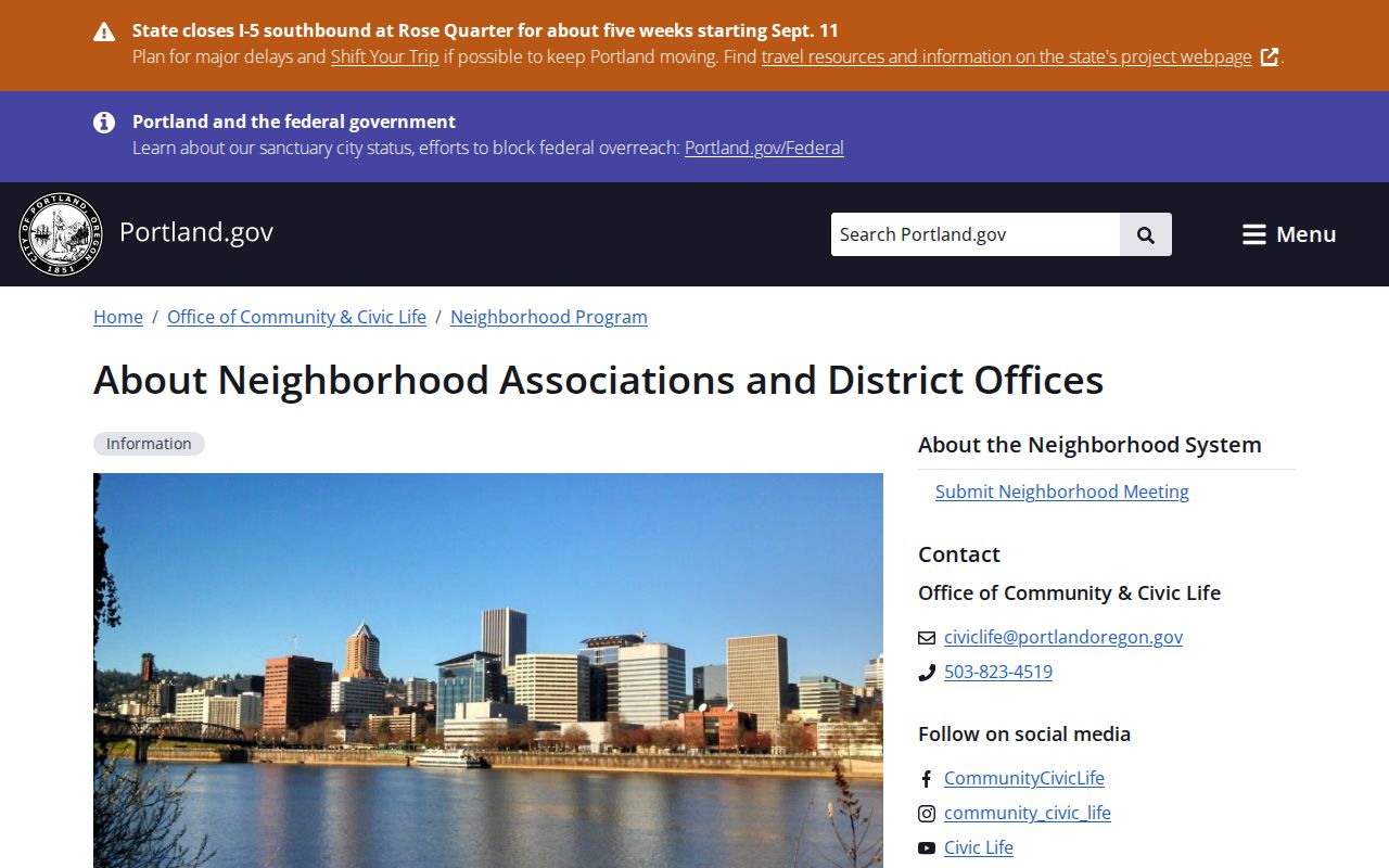 Multnomah County neighbors Portland recognized neighborhood association system
