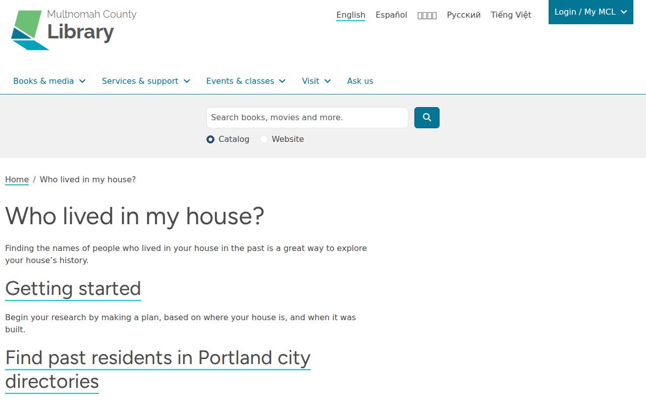 Multnomah County previous residents house-history research guide