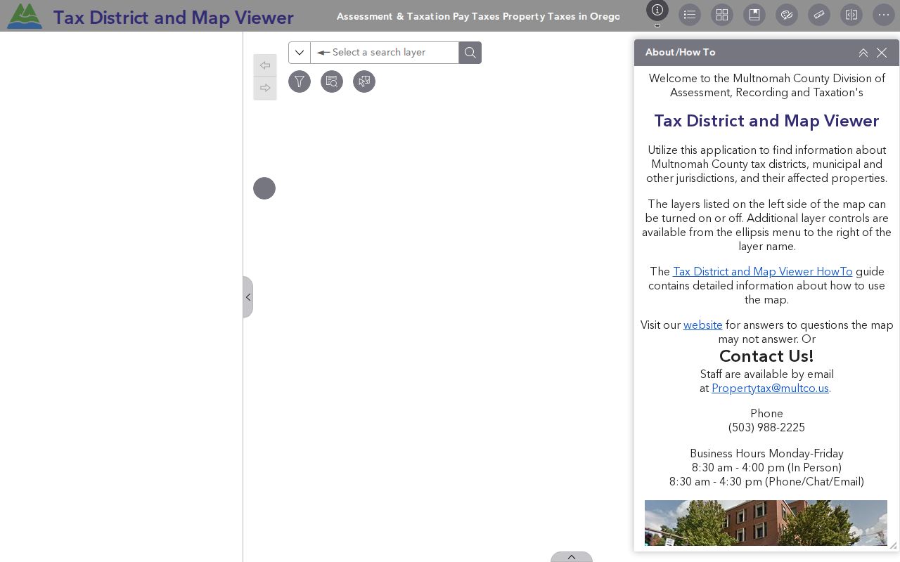 Multnomah County street directory Tax District and Map Image Viewer